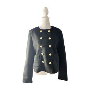 Tuckernuck Women's Black Marais Crew Neck Tweed Jacket Large NWT